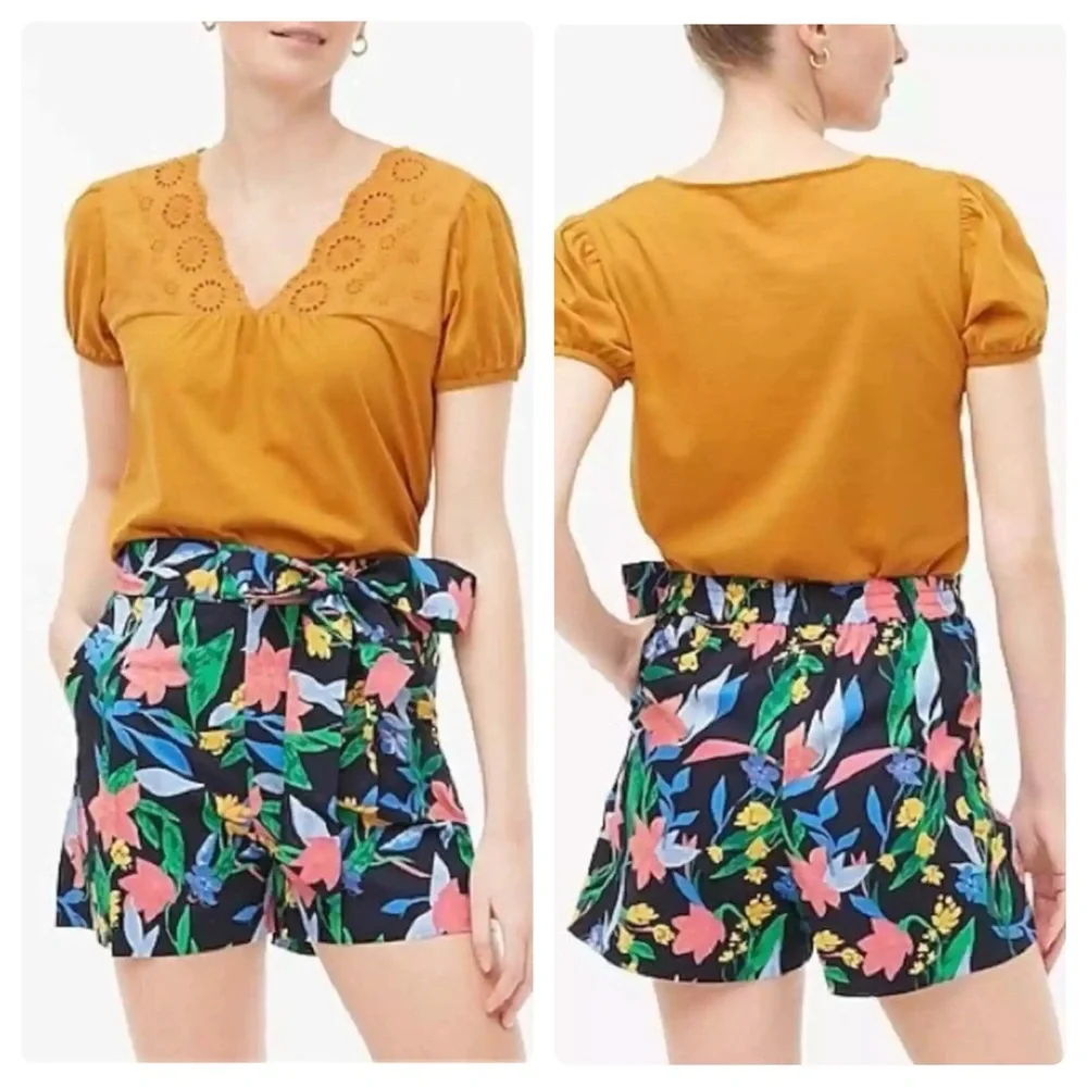 J. Crew Tie Waist Tropical Floral Poplin Shorts